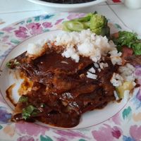 Enmoladas o enchiladas de mole. Esto es media porción, son muy grandes. at Comedor Angeles in Oaxaca