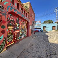 Gorgeous mural  at Café Caracol Púrpura in Oaxaca