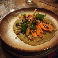 Grilled and lacto-fermented carrots with curry sauce. at Auténtico  in Mendoza