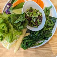 ซุปมะเขือ sup makua (grilled aubergine relish with crudites) at Tammang Isaan Vegan - ตำมัง อีสาน เจ มังสวิรัติ วีแกน in Bangkok