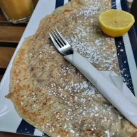 Lemon and sugar vegan crepe at EL Jardín Secreto Arrecife in Lanzarote