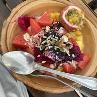 Fruit with yogurt (was more like coconut milk)  at Free Bird Cafe Pai in Pai