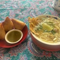 Samosas and morningha  at Free Bird Cafe Pai in Pai