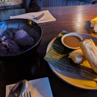 Ube ice cream and turon with dulce de leche at Craftsman's Corner Bar & Kitchen in Brunswick East