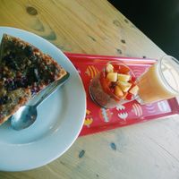 delicious vegan cake and chia pudding at L' Ecomotive in Marseille