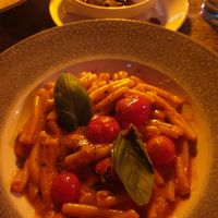Vegan pasta with basil and cherry tomatoes at Glass Dining & Lounge Bar in Main Beach