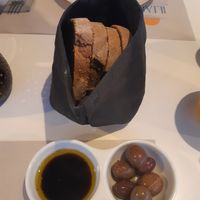 Bread and olives at Iliada Beach Bar Restaurant in Corfu