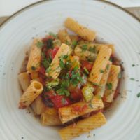 Mediterranean rigatoni at Iliada Beach Bar Restaurant in Corfu