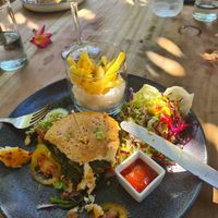 Mushroom burger at Concept La Mer in Mirissa