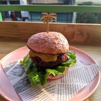 Vegan meat burger at iVegan Supershop Old Quarter Hanoi - Healthy Plant Based Cafe in Hanoi