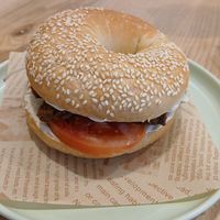 Tempeh bagel at iVegan Supershop Old Quarter Hanoi - Healthy Plant Based Cafe in Hanoi