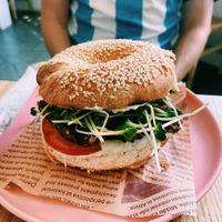 Tempeh bagel  at iVegan Supershop Old Quarter Hanoi - Healthy Plant Based Cafe in Hanoi