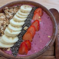 Pink Up smoothie bowl (Dragonfruit) at iVegan Supershop Old Quarter Hanoi - Healthy Plant Based Cafe in Hanoi