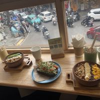 2 smoothie bowls, pesto toast and 2 smoothies   at iVegan Supershop Old Quarter Hanoi - Healthy Plant Based Cafe in Hanoi