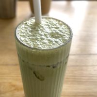 Unsweetened almond matcha 🍵 latte   at iVegan Supershop Old Quarter Hanoi - Healthy Plant Based Cafe in Hanoi
