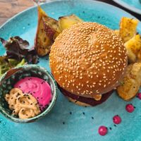 Vegan burger at Café Blue Wave in Anza