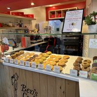 all cookie options (vegan printed on green)  at Ben's Cookies in London