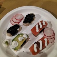 Sushi with veg salmon, caviar and avocado at Dastra in Turin