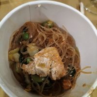 Mug bean noodles with ginger and tofu at Dastra in Turin