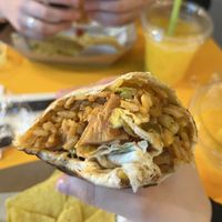 vegan burrito, comes with tortilla chips and guac   at Taco Loco in Athens