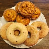 Pumpkin muffins and baked apple cider donuts! DELICIOUS! at Meg's Specialty Treats in Chester
