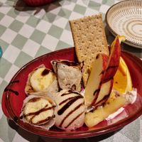 Fried banana and ice cream at Silver Backs Cafe in Kyoto