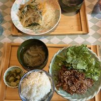 Senmi Pat (Vermicelli noodles) and vegan grilled meal set. They were both delicious!   at Silver Backs Cafe in Kyoto