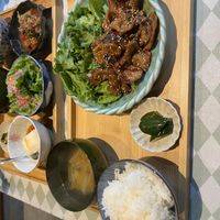 Vegan grilled meat set  at Silver Backs Cafe in Kyoto
