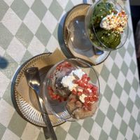 Matcha and strawberry ice cream  at Silver Backs Cafe in Kyoto