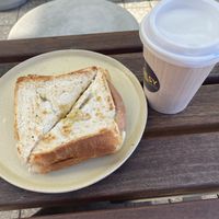 Peachy pig and hot taro tea   at Ballsy Tea in North Sydney