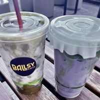 Hojicha Banana-Rama & Matcha Ube-licious  at Ballsy Tea in North Sydney