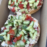 Firecracker bagel  at Ballsy Tea in North Sydney