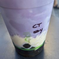 Taro latte  at Ballsy Tea in North Sydney
