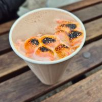 Bonfire hot choc (smoked paperbark syrup, red gum salt, chocolate, smoked marshmallow) $11: yummy scorched marshmallow, once mixed in chocolate was v.sweet at Ballsy Tea in North Sydney