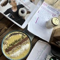 Study and smoothie bowl  at Cafe Sarwaa in Varkala