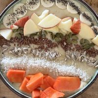 Smoothie bowl with extra fruit  at Cafe Sarwaa in Varkala
