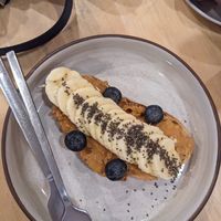 Banana blueberry peanut butter toast at Stories in Chiang Mai
