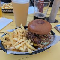 Stroganoff burger at Portobello Tap in Edinburgh
