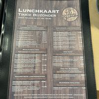 Menukaart, de vegan opties staan links onderin  at Lunchroom Tikkie Bijzonder in Sliedrecht