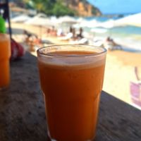 Fresh fruit juice at Passiflora in Morro De Sao Paulo