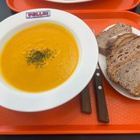 Carrot soup with rice breadd  at Yella in Gyeongju-si