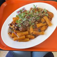 Tomato plantball pasta with vegan meatballs   at Yella in Gyeongju-si