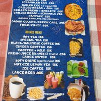 Breakfast menu at Warung One Homestay in Banjar