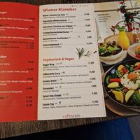 Menu at Cafe Stein in Vienna