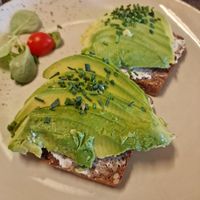 Avocado sandwich with creme cheese (can be made vegan) at Cafe Stein in Vienna