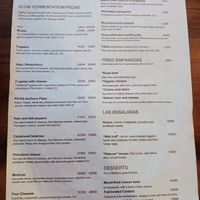 Menu at PICSA in Buenos Aires