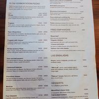 Menu at PICSA in Buenos Aires