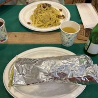 Carbonara and seitan wrap   at E'den in Turin