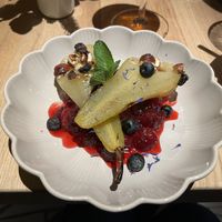 Pear with cranberries dessert   at Franklin in Vilnius