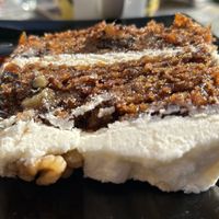 The sumptuous carrot and walnut cake  at The Station Coffee + Kitchen in Stokesley